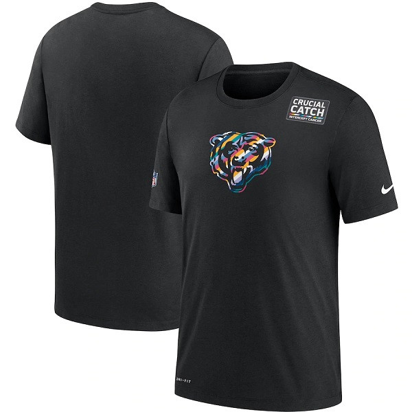 Men's Chicago Bears Black NFL 2020 Sideline Crucial Catch Performance T-Shirt